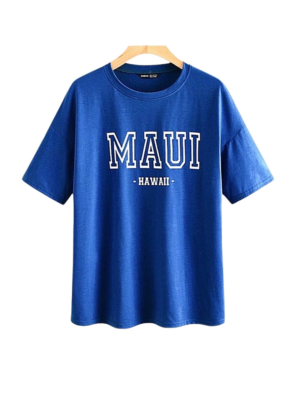 SHEIN Women's Blue Maui Hawaii Short Sleeve Top Medium
